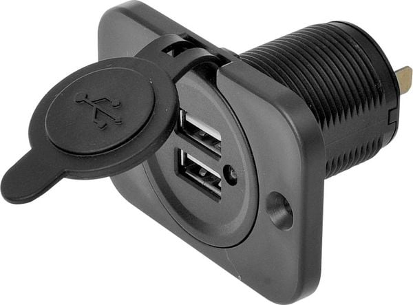 IWH USB Doppel-Einbau-Steckdose 12/24 Volt 21100 mA Belastbarkeit Strom max.=2.0 A 12 oder 24 V/DC