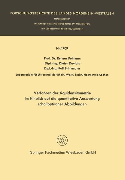 Produktbild: Verfahren der &Auml;quidensitometrie im Hinblick auf die quantitative Auswertung schalloptischer Abbildungen