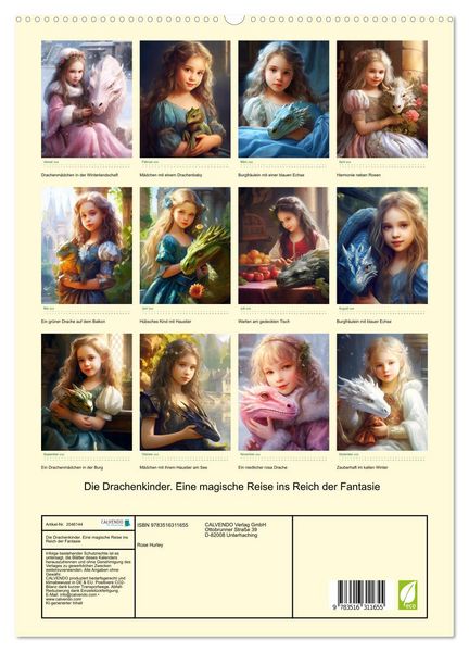 Produktbild: Die Drachenkinder. Eine magische Reise ins Reich der Fantasie (hochwertiger Premium Wandkalender 2026 DIN A2 hoch), Kunstdruck in Hochglanz