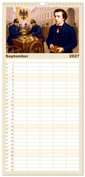 Produktbild: Familienplaner 2027 - Heinrich Heine. Sein Leben, seine literarischen Werke mit 5 Spalten (Wandkalender, 21 x 45 cm) CALVENDO