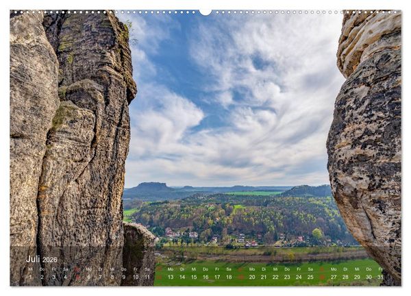 Produktbild: Elbsandsteingebirge - Rund um die Bastei (hochwertiger Premium Wandkalender 2026 DIN A2 quer), Kunstdruck in Hochglanz