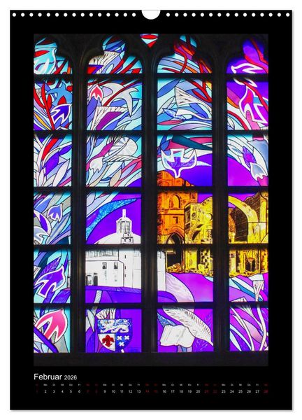 Produktbild: Kirchenfenster - Sakrale Glaskunst (Wandkalender 2026 DIN A3 hoch), CALVENDO Monatskalender