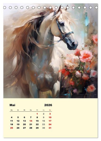Produktbild: Pferde im romantischen Barockstil (Tischkalender 2026 DIN A5 hoch), CALVENDO Monatskalender
