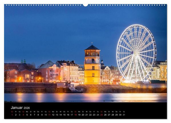 Produktbild: D&uuml;sseldorf bei Nacht (Wandkalender 2026 DIN A2 quer), CALVENDO Monatskalender