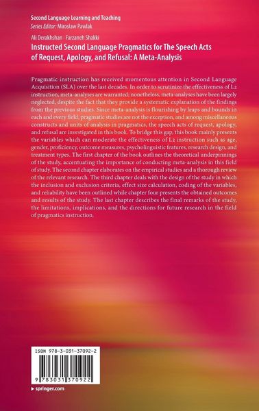 Produktbild: Instructed Second Language Pragmatics for The Speech Acts of Request, Apology, and Refusal: A Meta-Analysis