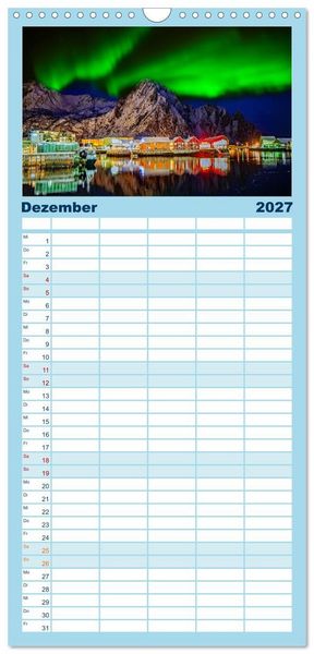 Produktbild: Familienplaner 2027 - Norwegen - Wilde Sch&ouml;nheit mit 5 Spalten (Wandkalender, 21 x 45 cm) CALVENDO
