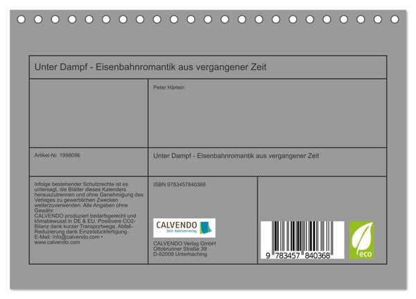 Produktbild: Unter Dampf - Eisenbahnromantik aus vergangener Zeit (Tischkalender 2026 DIN A5 quer), CALVENDO Monatskalender