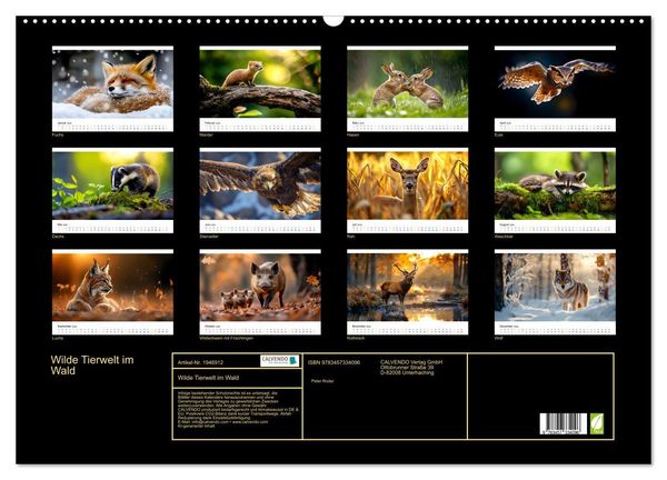 Produktbild: Wilde Tierwelt im Wald (Wandkalender 2026 DIN A2 quer), CALVENDO Monatskalender