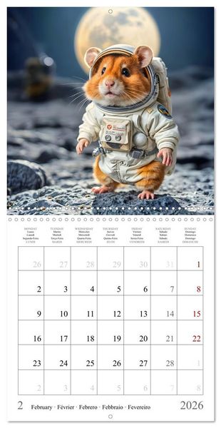 Produktbild: AI Hamster Astronauts exploring the Cosmos (Wall Calendar 2026 12 &times; 12 Inch) CALVENDO 12 Month Wall Calendar