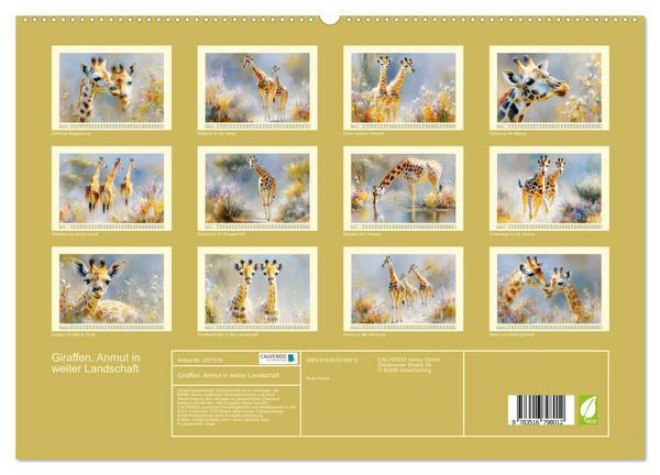 Produktbild: Giraffen. Anmut in weiter Landschaft (hochwertiger Premium Wandkalender 2027 DIN A2 quer), Kunstdruck in Hochglanz