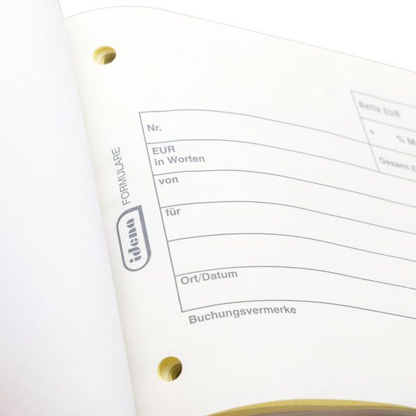 Produktbild: Idena Quittung selbstdurchschreibend MwSt. separat ausgewiesen DIN A6 quer 2x40 Blatt