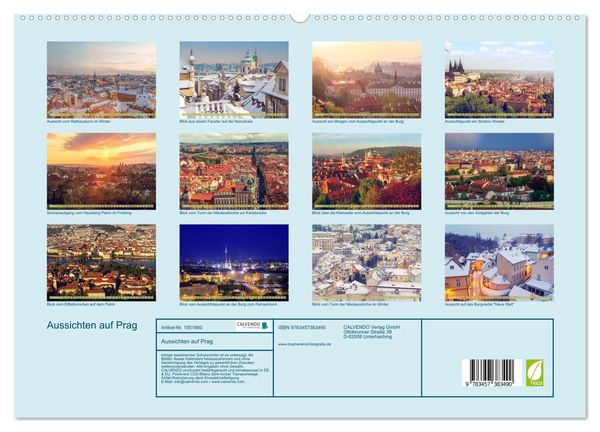 Produktbild: Aussichten auf Prag (hochwertiger Premium Wandkalender 2026 DIN A2 quer), Kunstdruck in Hochglanz