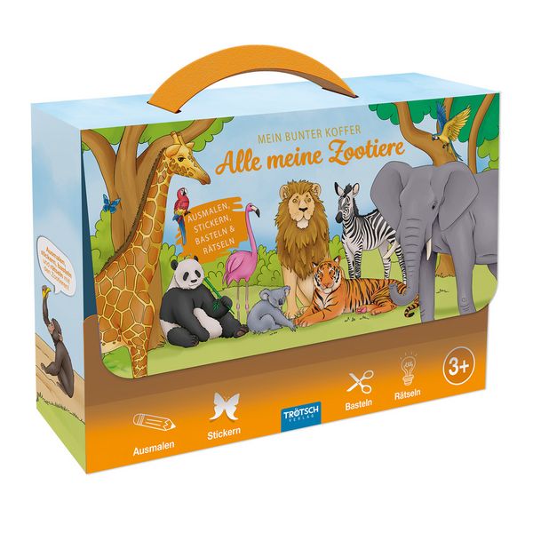 Produktbild: TR&Ouml;TSCH - Besch&auml;ftigungskoffer Mein bunter Koffer Alle meine Zootiere | Koffer mit einem Spiel- und Malbuch, Stickerseiten und Minipostern | Ab 3 Jahr