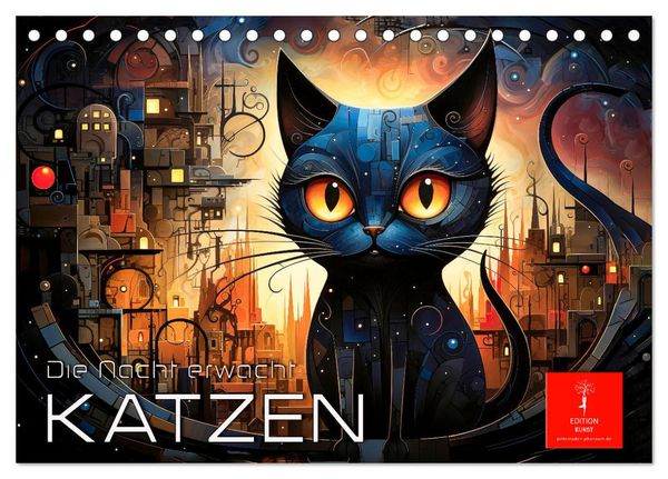 Produktbild: Katzen - die Nacht erwacht (Tischkalender 2026 DIN A5 quer), CALVENDO Monatskalender