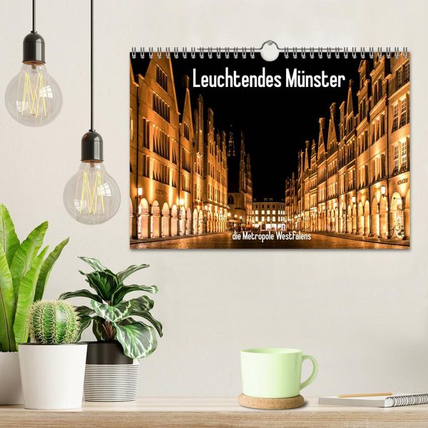 Produktbild: Leuchtendes M&uuml;nster 2026 - die Metropole Westfalens (Wandkalender 2026 DIN A4 quer), CALVENDO Monatskalender
