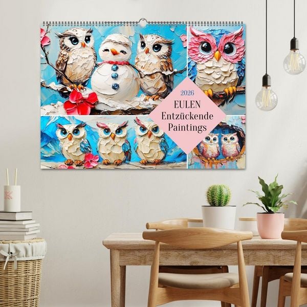 Produktbild: Eulen. Entz&uuml;ckende Paintings (Wandkalender 2026 DIN A2 quer), CALVENDO Monatskalender