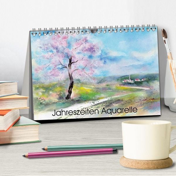 Produktbild: Jahreszeiten Aquarelle (Tischkalender 2026 DIN A5 quer), CALVENDO Monatskalender