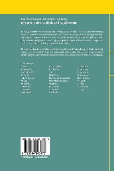 Produktbild: Hypercomplex Analysis and Applications