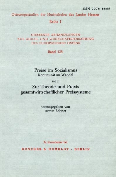 Produktbild: Preise im Sozialismus - Kontinuit&auml;t im Wandel.