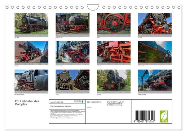Produktbild: F&uuml;r Liebhaber des Dampfes (Wandkalender 2026 DIN A4 quer), CALVENDO Monatskalender