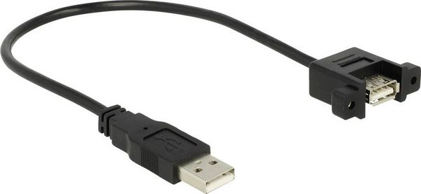 Produktbild: Delock USB-Kabel USB 2.0 USB-A Stecker, USB-A Buchse 0.25 m Schwarz vergoldete Steckkontakte 85462