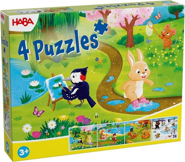 Produktbild: HABA 2013402001 - Puzzle Jahreszeiten, 4x24 Teile, Kinderpuzzle ab 3 Jahren