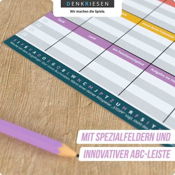 Produktbild: DENKRIESEN - STADT LAND VOLLPFOSTEN&reg; Family Edition &ndash; "Zeit f&uuml;r uns." | A4 Spielblock
