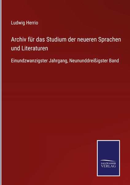 Produktbild: Archiv f&uuml;r das Studium der neueren Sprachen und Literaturen