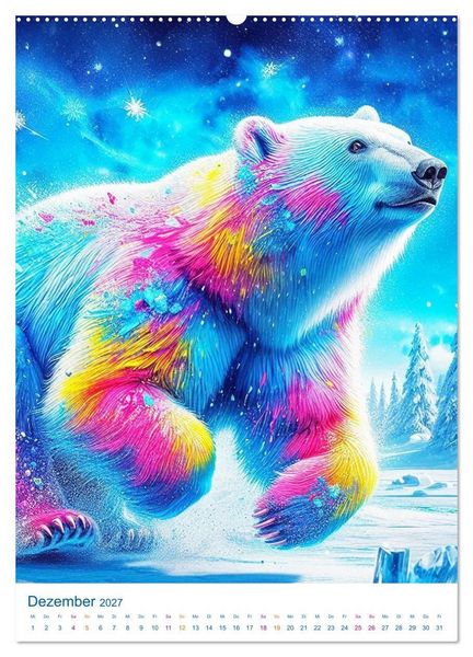 Produktbild: Tiere im Farbenland - Meine bunte Welt, wie sie mir gef&auml;llt (hochwertiger Premium Wandkalender 2027 DIN A2 hoch), Kunstdruck in Hochglanz