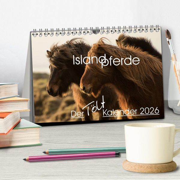 Produktbild: Islandpferde - Der T&ouml;lt Kalender (Tischkalender 2026 DIN A5 quer), CALVENDO Monatskalender