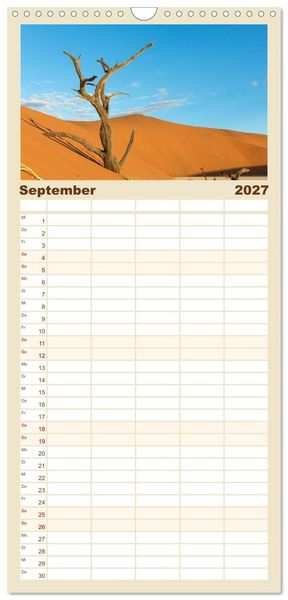 Produktbild: Familienplaner 2027 - Lichterf&uuml;lltes Namibia mit 5 Spalten (Wandkalender, 21 x 45 cm) CALVENDO