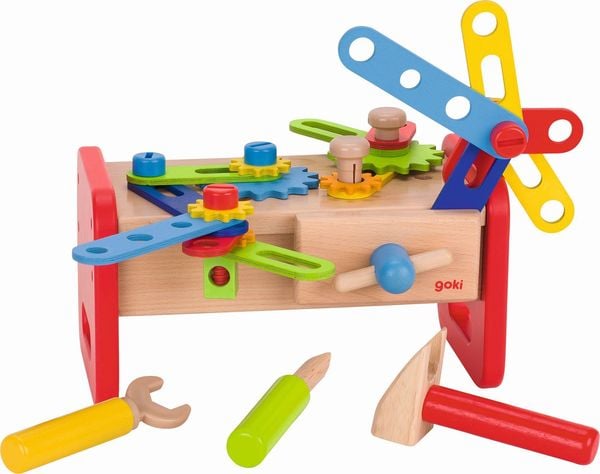 Goki 58501 - Werkbank mit Zubehör, 36-teilig, Holz