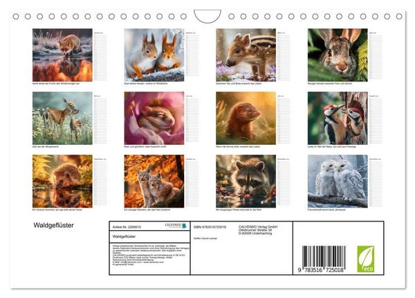 Produktbild: Waldgefl&uuml;ster (Wandkalender 2026 DIN A4 quer), CALVENDO Monatskalender