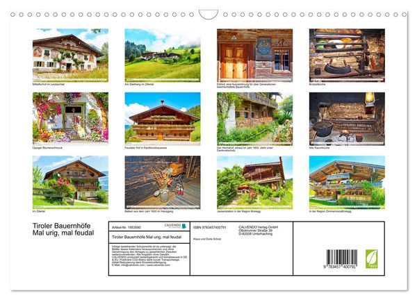 Produktbild: Tiroler Bauernh&ouml;fe Mal urig, mal feudal (Wandkalender 2026 DIN A3 quer), CALVENDO Monatskalender