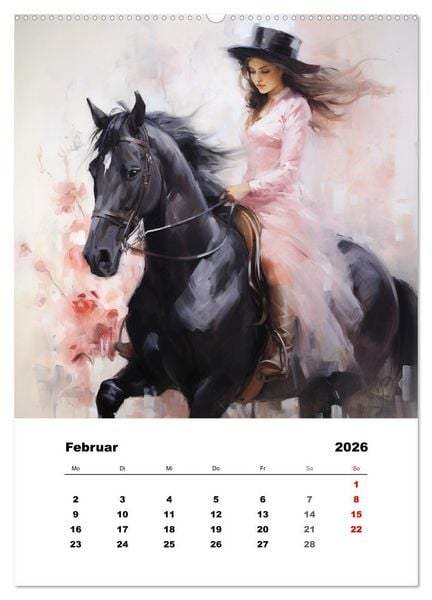 Produktbild: Hoch zu Ross. Mit Reiter-Aquarellen durch die Jahreszeiten (hochwertiger Premium Wandkalender 2026 DIN A2 hoch), Kunstdruck in Hochglanz