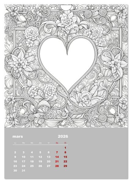 Produktbild: Coloriage (Calendrier mural 2026 DIN A4 horizontal), CALVENDO calendrier mensuel