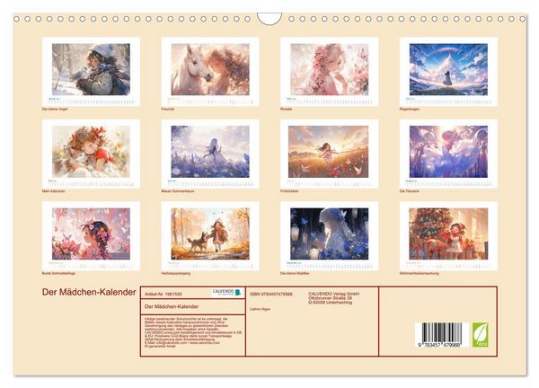 Produktbild: Der M&auml;dchen-Kalender (Wandkalender 2026 DIN A3 quer), CALVENDO Monatskalender