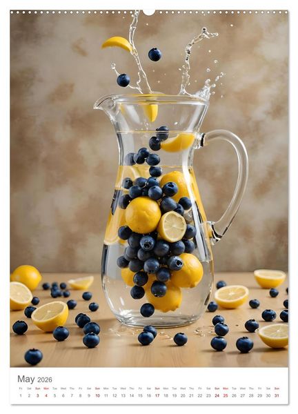Produktbild: Pure refreshment - Infused water (High Quality Premium Wall Calendar 2026 DIN A2 portrait),CALVENDO 12 Month Wall Calendar