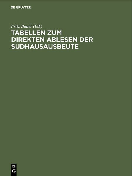 Produktbild: Tabellen zum direkten Ablesen der Sudhausausbeute