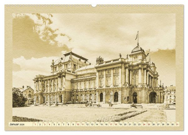 Produktbild: Zagreb &ndash; Ein Kalender im Zeitungsstil (Wandkalender 2026 DIN A2 quer), CALVENDO Monatskalender