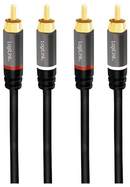 Produktbild: LogiLink CA1203 Cinch Audio Anschlusskabel 1.5m Schwarz Geschirmt, Farbcodiert