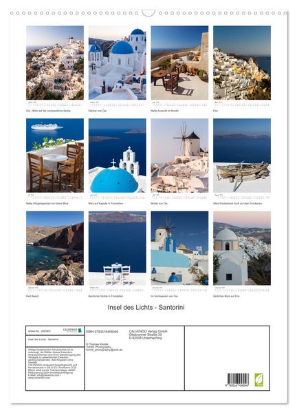 Produktbild: Insel des Lichts - Santorini (Wandkalender 2026 DIN A2 hoch), CALVENDO Monatskalender