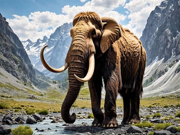 Produktbild: CALVENDO Puzzle Beeindruckendes Mammut in vorzeitlicher Gebirgswelt | 1000 Teile Lege-Gr&ouml;&szlig;e 64x48cm Foto-Puzzle f&uuml;r gl&uuml;ckliche Stunden