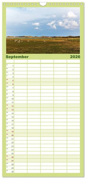 Produktbild: Familienplaner 2026 - Magisches Sylt mit 5 Spalten (Wandkalender, 21 x 45 cm) CALVENDO