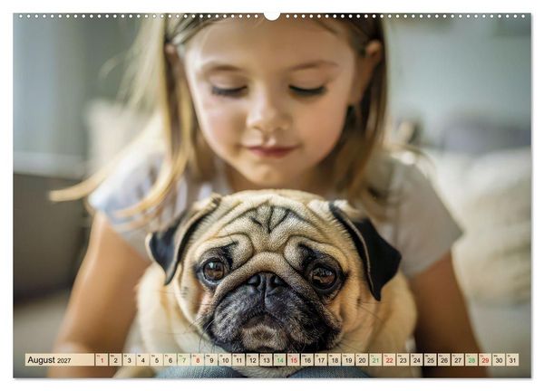 Produktbild: Der kleine Mops-Kalender (Wandkalender 2027 DIN A2 quer), CALVENDO Monatskalender