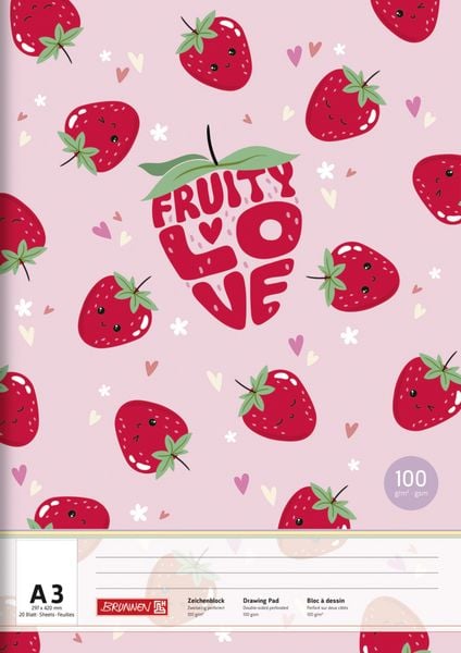 Produktbild: Brunnen Zeichenblock A3 20 Blatt Fruity Love