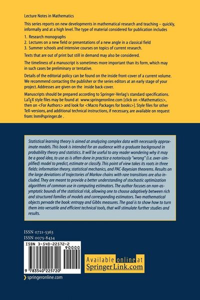 Produktbild: Statistical Learning Theory and Stochastic Optimization