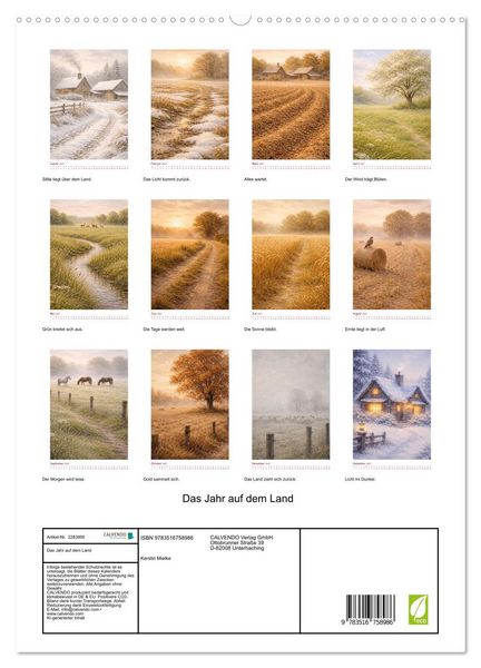 Produktbild: Das Jahr auf dem Land (hochwertiger Premium Wandkalender 2027 DIN A2 hoch), Kunstdruck in Hochglanz