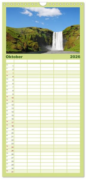 Produktbild: Familienplaner 2026 - Das ist ISLAND mit 5 Spalten (Wandkalender, 21 x 45 cm) CALVENDO