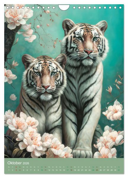 Produktbild: Raubkatzen mit Ornamenten indischer Art (Wandkalender 2026 DIN A4 hoch), CALVENDO Monatskalender